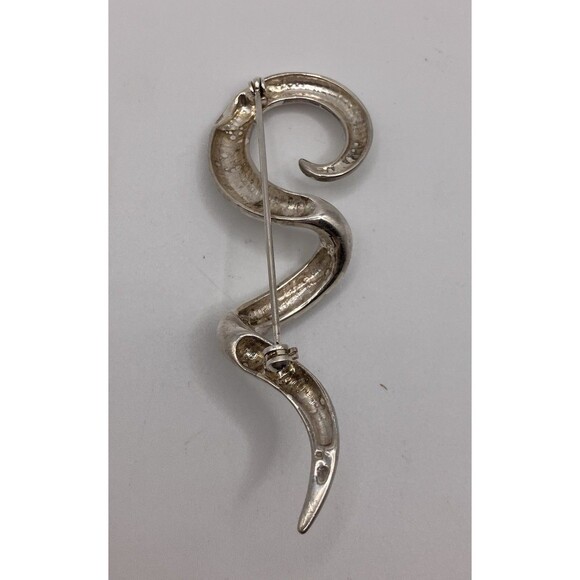 Vintage Silver  Tone Twisted Spiral Ribbon Brooch Artsy Statement Piece MCM - Picture 2 of 3